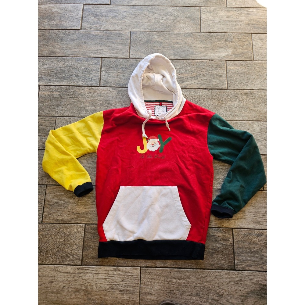 COLORBLOCK DENIM AND FLOWER CHRISTMAS SANTA HOODIE‎
